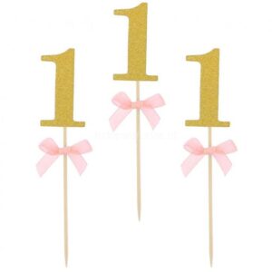 Palitos n1 dourado laço rosa 10unid