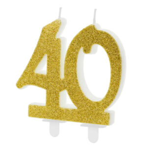 Vela 40anos dourado glitter
