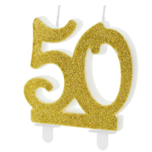 Vela 50anos dourado glitter
