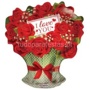 Balão Bouquet Flores I love you 46cm