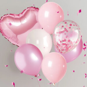 Balões Coração Rosa 7unid