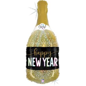 Balão Garrafa Champagne Dourado Glitter 91cm