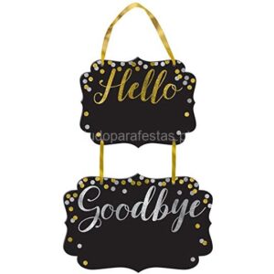 Placa Hello Goodbye glitter 40cm