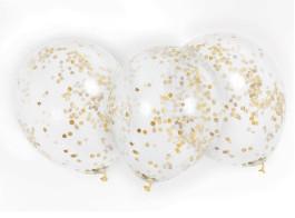 Balão Látex Confettis Dourado 6unid