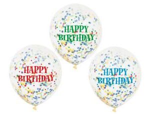 Balão Látex Confettis Happy Birthday Coloridos 6unid