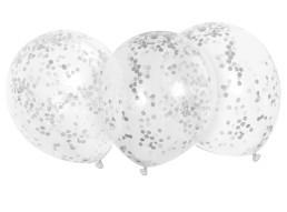 Balão Látex Confettis Prateados 6unid