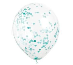 Balão Látex Confettis Tiffany/Menta 6unid