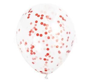 Balão Látex Confettis Vermelho 6unid