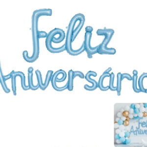 Balão Feliz Aniversário Azul