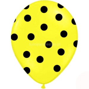 Balão Látex Bolinhas Amarelo Preto