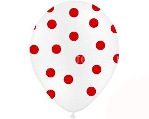 Balão Látex Bolinhas Branco Vermelho