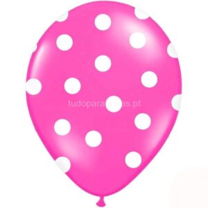 Balão Látex Bolinhas Rosa Fushia