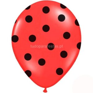Balão Látex Bolinhas Vermelho Preto