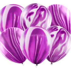 Balão Látex Mármore Roxo 6unid