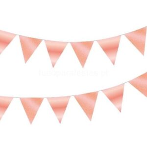 Bandeira Triangular Rose Gold Glitter 3m