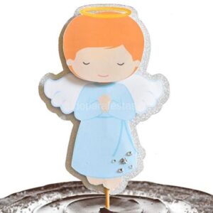 Topo Bolo Anjo Azul com Asas 3D