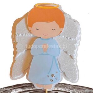 Topo Bolo Anjo Azul com Asas grandes 3D