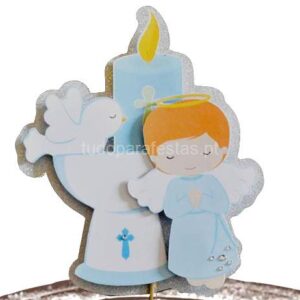 Topo bolo Anjo Azul com Vela 2D