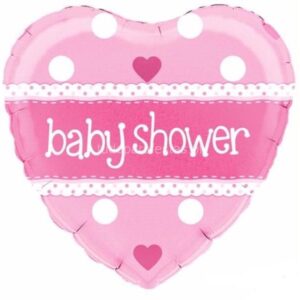 Balão Baby Shower Coração Rosa 45cm