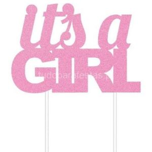 Topper Its a Girl glitter 20x18cm