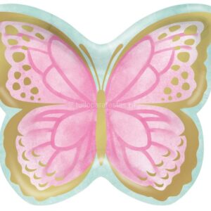 Pratos Borboleta Shimmer recortados 8unid