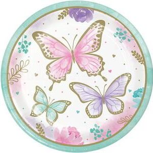 Pratos Borboleta Shimmer 22cm 8unid