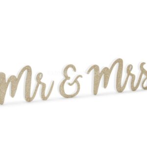 Decoração Mr & Mrs Glitter Dourado