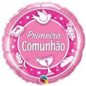 Balão Comunhão Rosa 45cm
