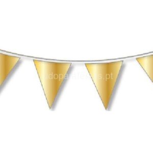 Bandeira Triangular Dourada Metálica 3m