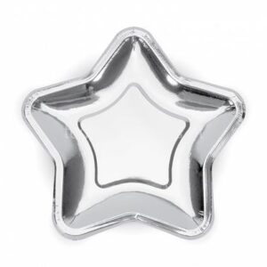 Prato Estrela Prateada 18cm 6unid