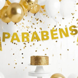 Faixa Parabéns Dourado 13x250cm