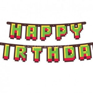 Faixa MineKraft Happy Birthday 160cm