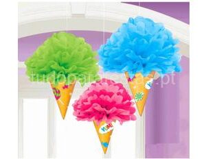 Decoração Pompom Gelados Coloridos 3unid
