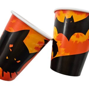 Copos Laranja Morcego e Gato 8unid