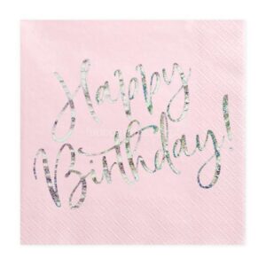 Guardanapos Happy Birthday Rosa Claro 20unid