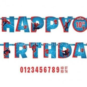 Faixa Homem Aranha Happy Birthday personalizável 1,4m
