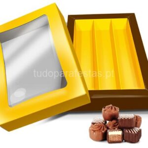 Caixa Doces Dourada/Castanha 22x17x3.5cm