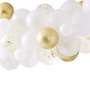 Balão Látex Kit Arco Branco/Ouro 55unid