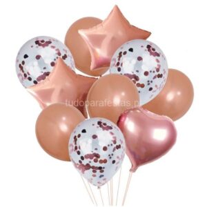 Balão Látex kits Rose Gold 10unid