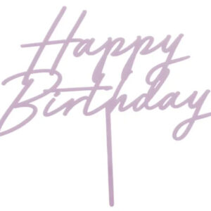 Topo Bolo Happy Birthday Lilás 18cm