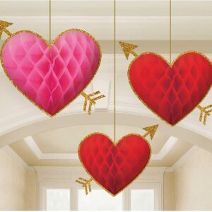 Favo Mel Corações com glitter 28cm 3unid