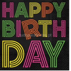 Guardanapos Happy Birthday Neon 20unid