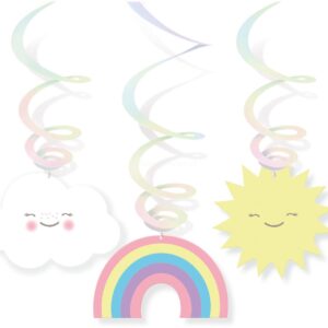 Decoração Pendurar Nuvens e Arco Iris 6unid