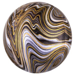 Balão Esférico Mármore Preto 40cm