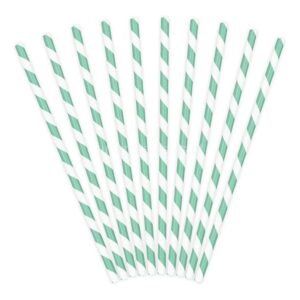 Palhinhas Riscas Azul Tiffany 10unid