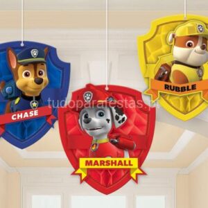 Decoração Favo Mel Patrulha Pata 3unid