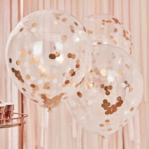 Balão Látex Confetti Rose Gold 5unid