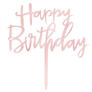 Topo Bolo Happy Birthday Rose Gold 13,5cm