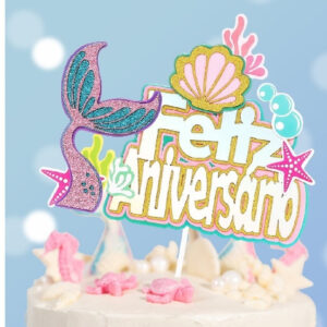 Topo bolo Sereia Feliz Aniversário