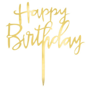 Topo Bolo Happy Birthday Ouro 13,5cm